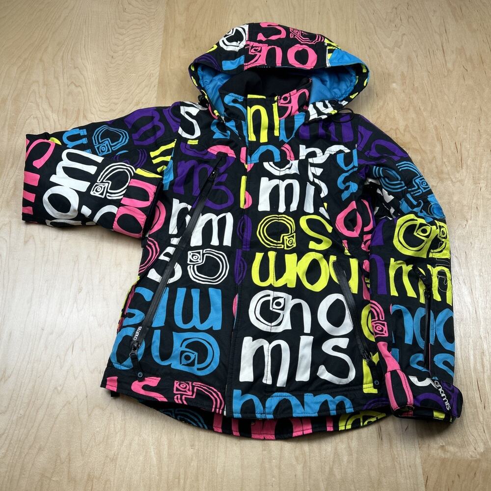 Gnomis Youth XS Snowboard Jacket Multicolor Full Graphic Hooded Insulated GC
